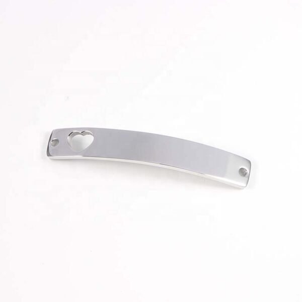 Mirror Polish Stainless Steel 6*38mm Logo Engraved Heart Pendant Hollow Bending Strip Charms - Image 4