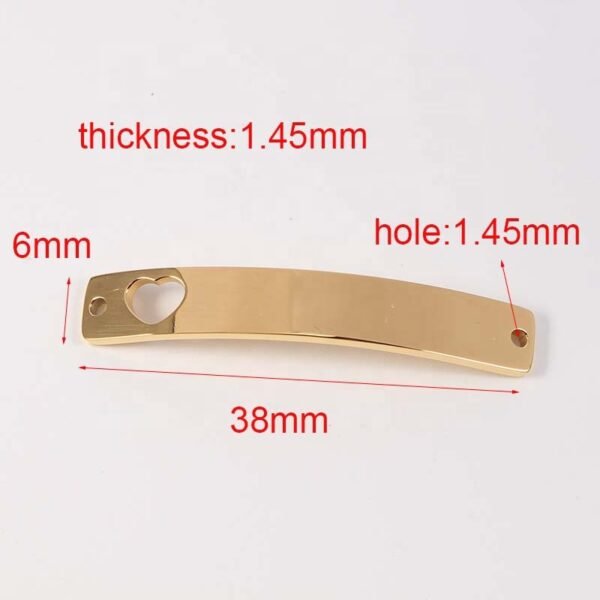 Mirror Polish Stainless Steel 6*38mm Logo Engraved Heart Pendant Hollow Bending Strip Charms - Image 6