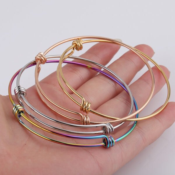 55mm 60mm 65mm 1.6mm Thickness Stainless Steel Bracelet DIY Bangle Findings Expandable Wire Cable Bangle - Image 2