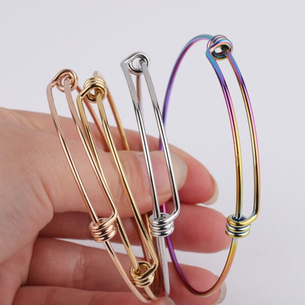 55mm 60mm 65mm 1.6mm Thickness Stainless Steel Bracelet DIY Bangle Findings Expandable Wire Cable Bangle - Image 5