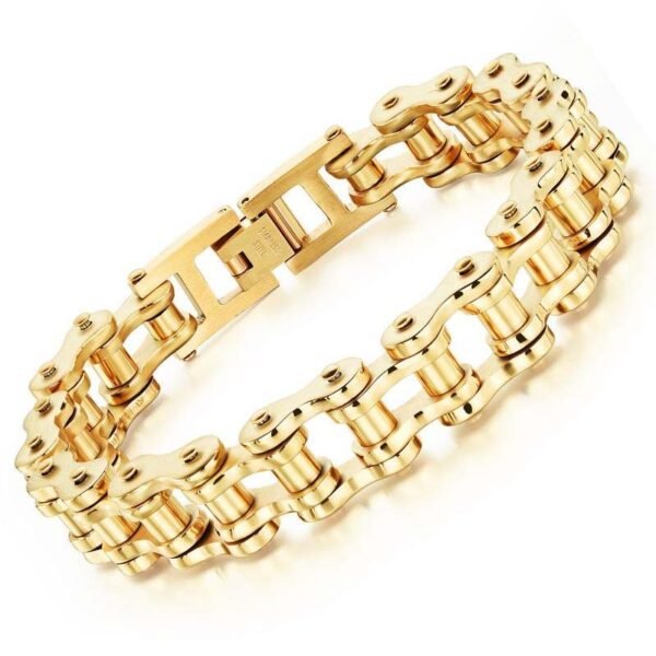 Gold Plated 316L Stainless Steel  Fashion Sports Bike Chain Style Mens Bracelet
