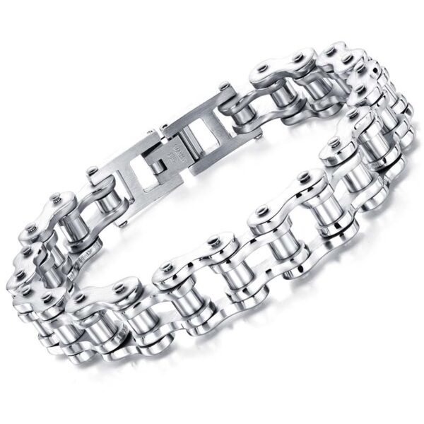 Gold Plated 316L Stainless Steel  Fashion Sports Bike Chain Style Mens Bracelet - Image 3