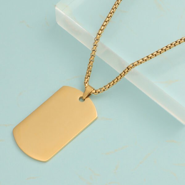 Mirror Polished Men Jewelry Gold Plated Stainless Steel Custom Engrave Necklace High Quality Dog Tag Blank Stamp Pendant