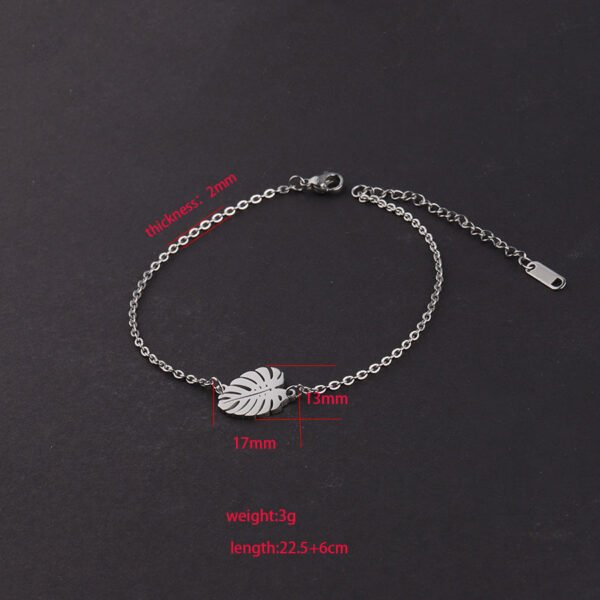 Mirror Polished Stainless Steel Elegant Cheap Jewelry Leaf Charm Bracelet for Girls - Image 2