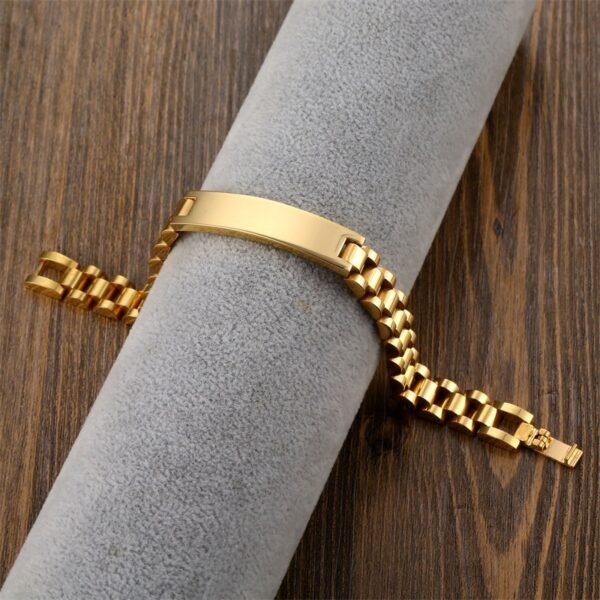 Hot Sales New Watch Band Stainless Steel Men Jewelry Fashion Name Engraved Bracelet Bangle for Men - Image 5