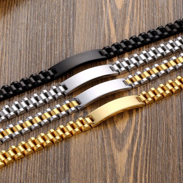 Hot Sales New Watch Band Stainless Steel Men Jewelry Fashion Name Engraved Bracelet Bangle for Men - Image 6