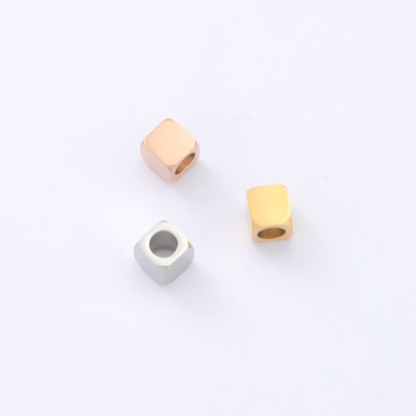 Customized New Stainless Steel Jewelry Charms 4mm Small Stopper Beads Square Charm Bracelet With Minimum Order Quantity