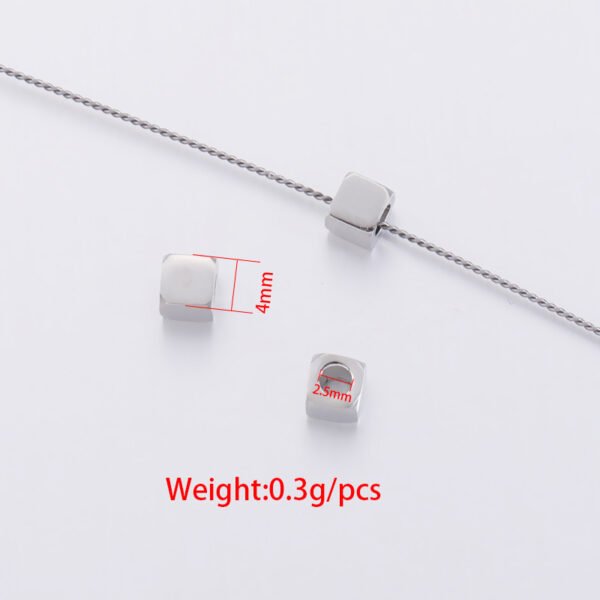 Customized New Stainless Steel Jewelry Charms 4mm Small Stopper Beads Square Charm Bracelet With Minimum Order Quantity - Bild 2