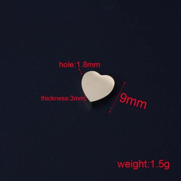 Factory Sales Cheap Stainless Steel Mirror Polished 9mm DIY Necklace Bracelet Engravable Jewelry Heart Charms Pendant - Bild 2