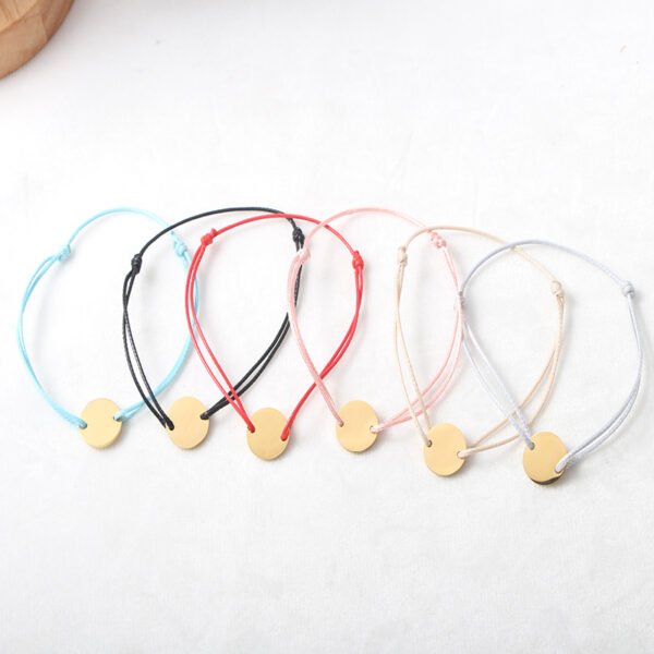 Factory Wholesale Stainless Steel Women Round Charm Custom Made Adjustable Leather Bracelet