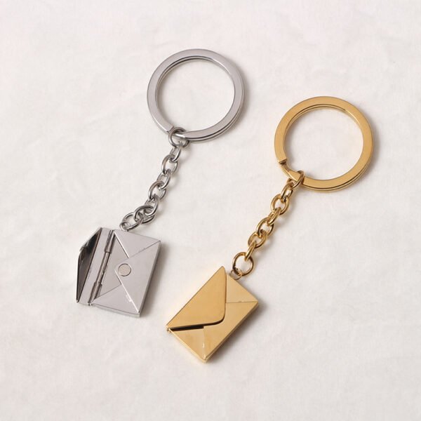 High Quality Envelop Blank Key Chains Custom Logo Stainless Steel Fashion New 18K Gold Plated Cute Key rings - Bild 2