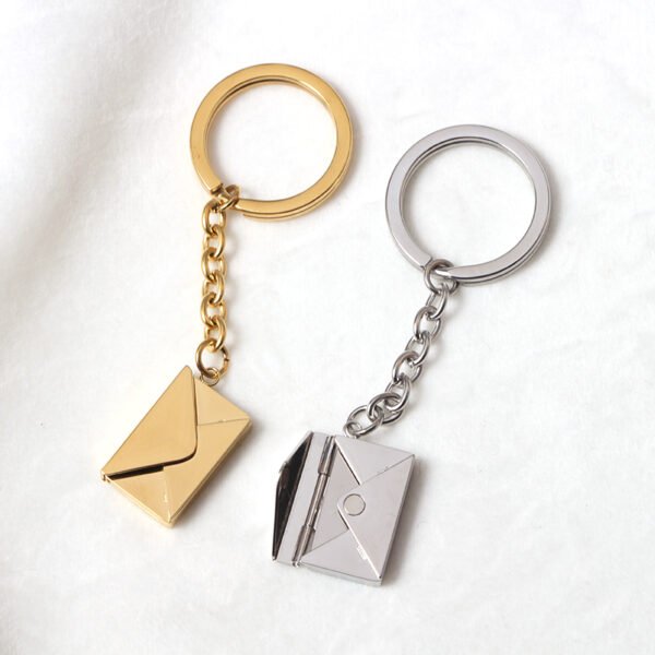 High Quality Envelop Blank Key Chains Custom Logo Stainless Steel Fashion New 18K Gold Plated Cute Key rings - Bild 3