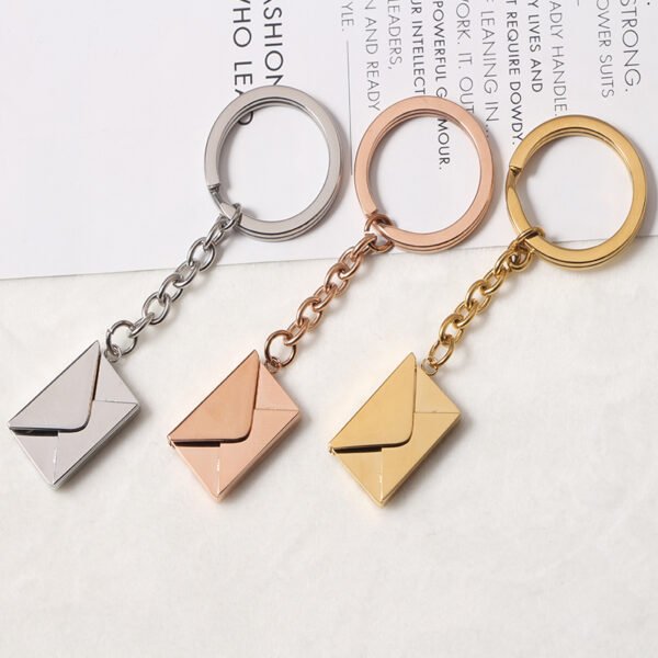 High Quality Envelop Blank Key Chains Custom Logo Stainless Steel Fashion New 18K Gold Plated Cute Key rings - Bild 4