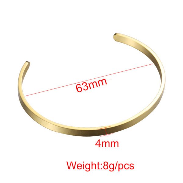 Wholesales Stainless Steel Jewelry Custom Men Women Silver 63mm Gold Plated Cuff Bracelet Bangles - Image 2