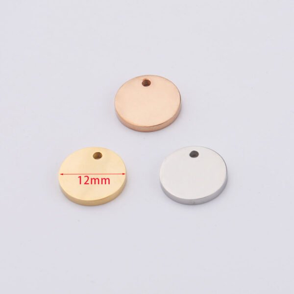 Mirror Polished Stainless Steel 12mm 15mm 25mm Custom Engrave Logo Name Round Gold Pendant Charm - Image 3