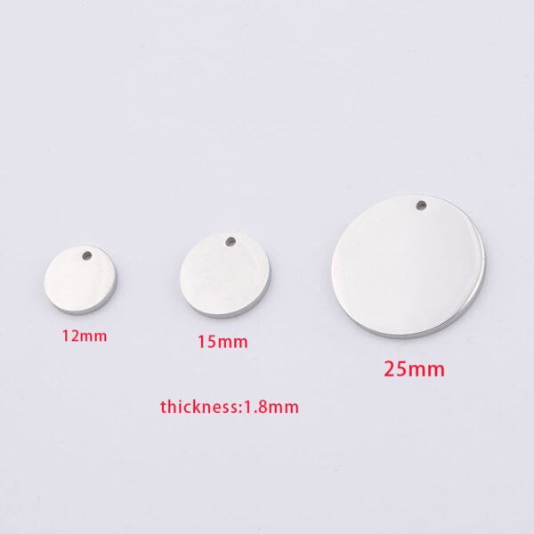 Mirror Polished Stainless Steel 12mm 15mm 25mm Custom Engrave Logo Name Round Gold Pendant Charm - Image 4