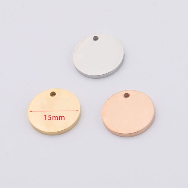 Mirror Polished Stainless Steel 12mm 15mm 25mm Custom Engrave Logo Name Round Gold Pendant Charm - Image 5