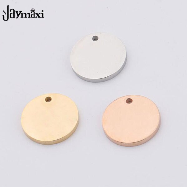 Mirror Polished Stainless Steel 12mm 15mm 25mm Custom Engrave Logo Name Round Gold Pendant Charm - Image 6