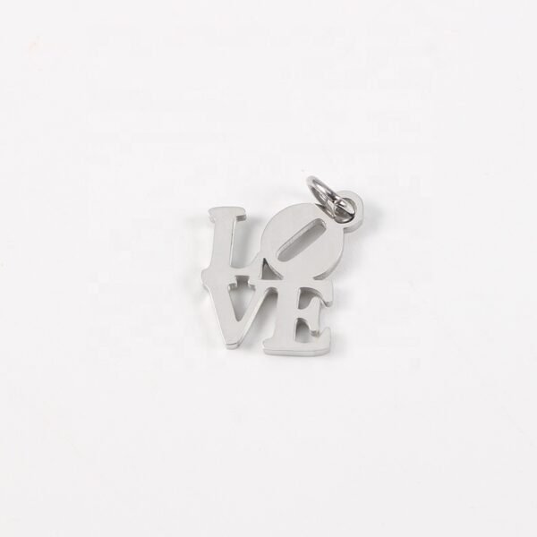 13x14mm Mirror Polished Stainless Steel Jewelry Letters LOVE Pendant Charms - Image 3
