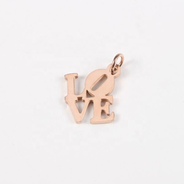 13x14mm Mirror Polished Stainless Steel Jewelry Letters LOVE Pendant Charms - Image 4