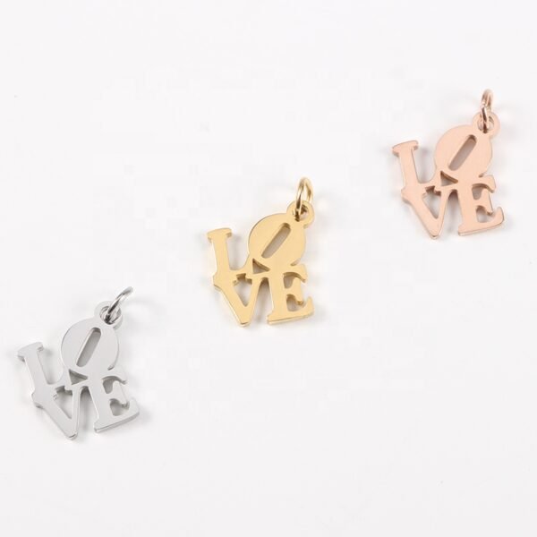 13x14mm Mirror Polished Stainless Steel Jewelry Letters LOVE Pendant Charms - Image 5