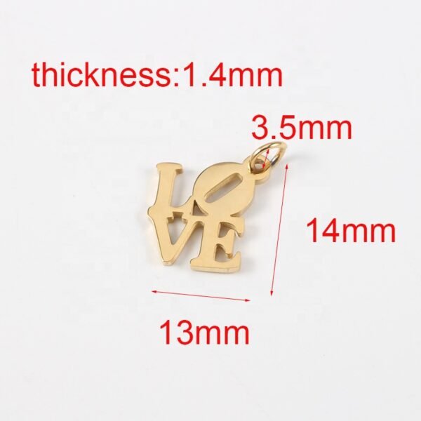 13x14mm Mirror Polished Stainless Steel Jewelry Letters LOVE Pendant Charms - Image 6