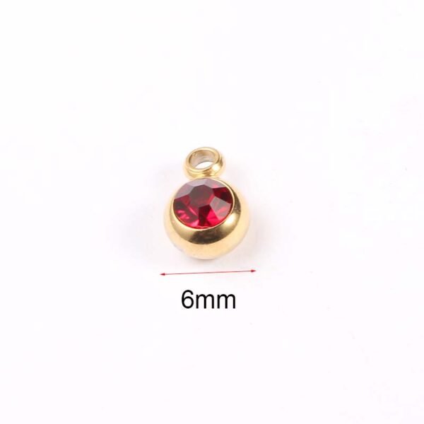 6mm Stainless Steel Round Rhinestones Gold Plated Pendant Charms  New Arrival DIY Jewelry Making Initial 12 Birthstone Pendant - Image 2