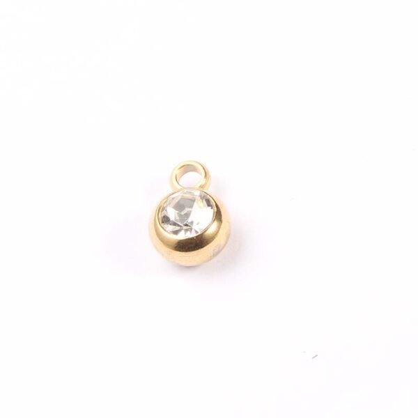 6mm Stainless Steel Round Rhinestones Gold Plated Pendant Charms  New Arrival DIY Jewelry Making Initial 12 Birthstone Pendant - Image 4