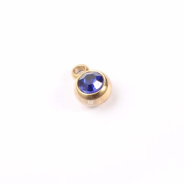 6mm Stainless Steel Round Rhinestones Gold Plated Pendant Charms  New Arrival DIY Jewelry Making Initial 12 Birthstone Pendant - Image 6