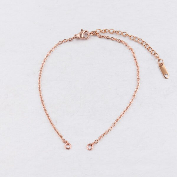 Stainless Steel 2mm Rose Gold Color Gold Color 20+6mm DIY Chain Bracelet With Extender Chain for Jewelry Making - Image 2