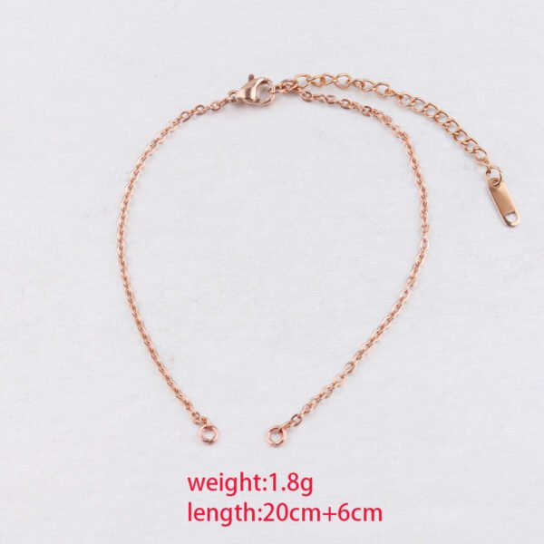Stainless Steel 2mm Rose Gold Color Gold Color 20+6mm DIY Chain Bracelet With Extender Chain for Jewelry Making - Image 3