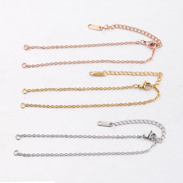 Stainless Steel 2mm Rose Gold Color Gold Color 20+6mm DIY Chain Bracelet With Extender Chain for Jewelry Making - Image 5