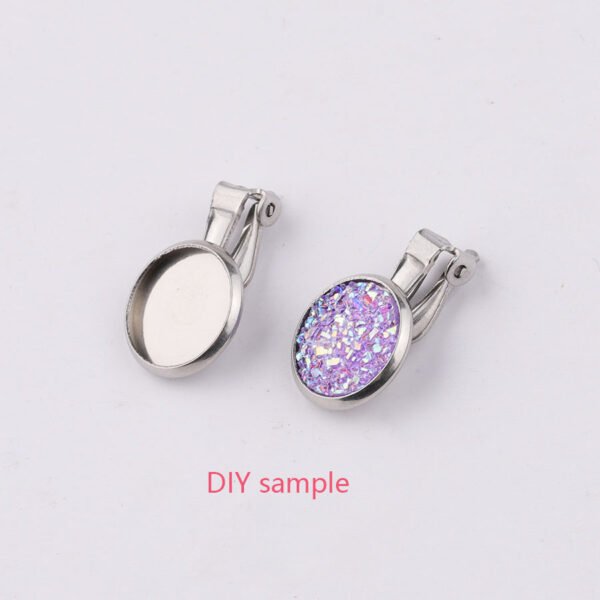 Stainless Steel Blank DIY Jewelry 12mm No Pierce Earrings Back  Tray Cabochon Setting Cameo Base - Image 4
