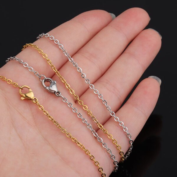 Gold Color DIY Jewelry Findings 55cm(22inch) Square Cross Style 2mm Stainless Steel Necklace Chain - Image 6