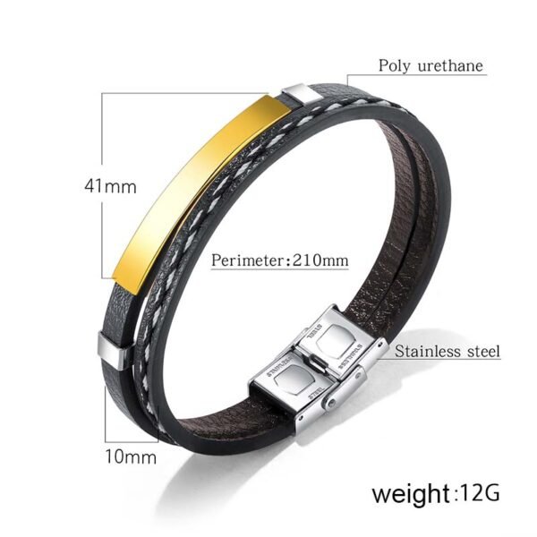 2019 New European Statement Punk Leather Stainless Steel Bracelet for Men Boy - Image 2