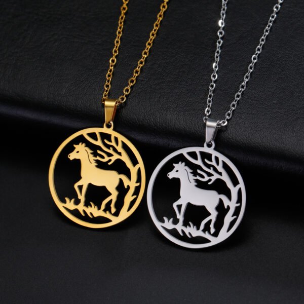 Factory Price Women New Gold Plated Trendy Engraved Blank Horse Pendant Necklace