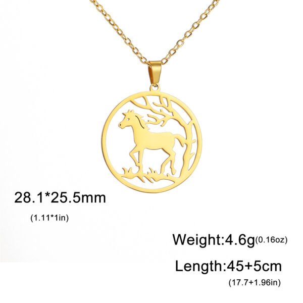 Factory Price Women New Gold Plated Trendy Engraved Blank Horse Pendant Necklace - Bild 2