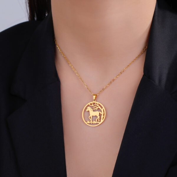 Factory Price Women New Gold Plated Trendy Engraved Blank Horse Pendant Necklace - Bild 3