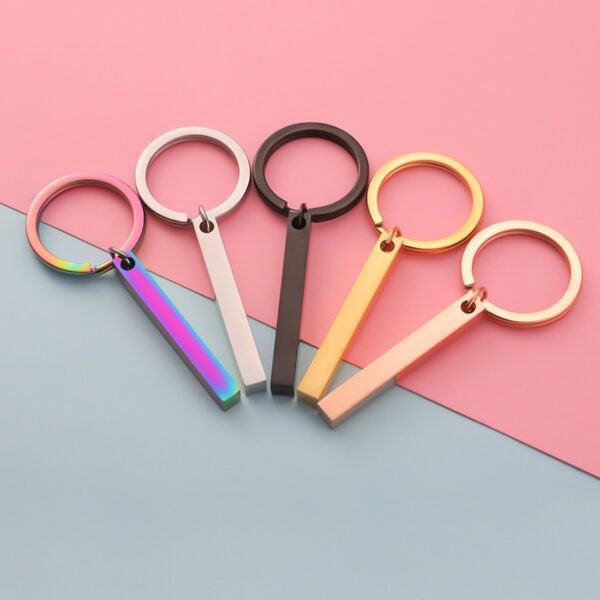 Wholesales New Engraved Logo Custom Metal Stainless Steel Bar Keychain Customized Blank Pendant