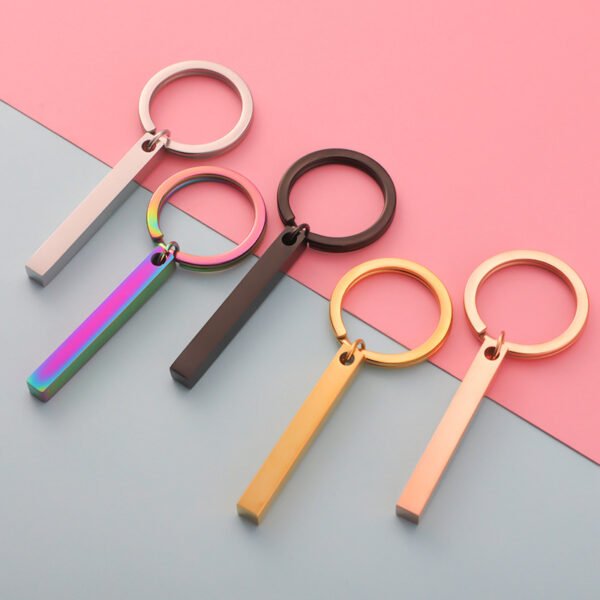 Wholesales New Engraved Logo Custom Metal Stainless Steel Bar Keychain Customized Blank Pendant - Bild 2