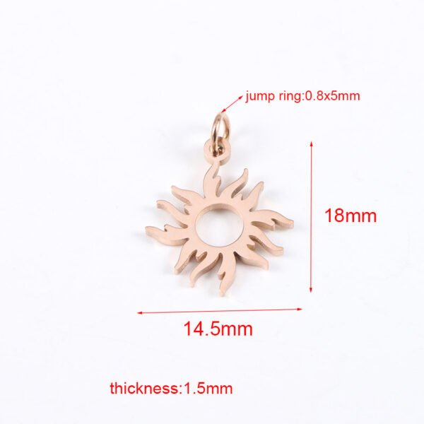 Gold Plated Stainless Steel Pendant DIY Sun Charm for Jewelry Making - Image 2