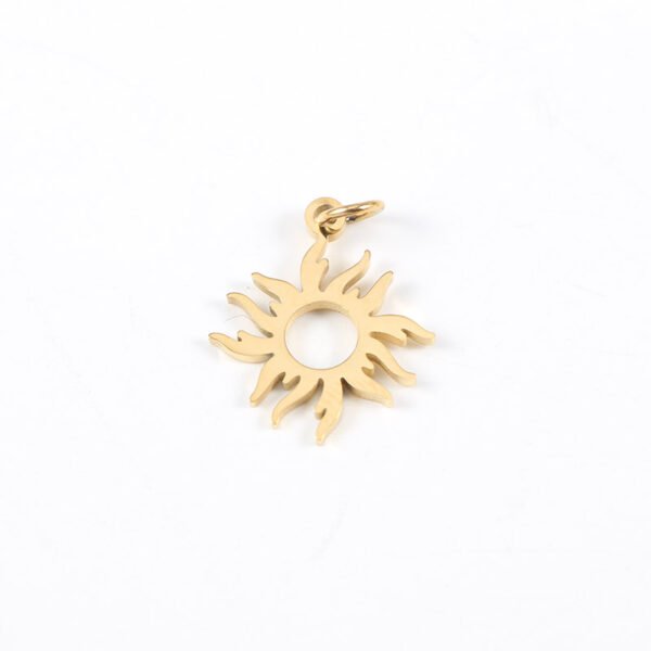 Gold Plated Stainless Steel Pendant DIY Sun Charm for Jewelry Making - Image 4