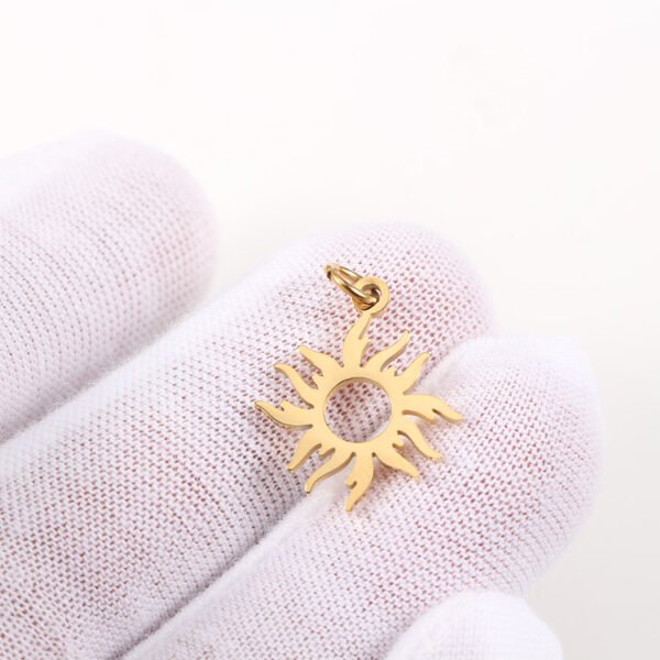 Gold Plated Stainless Steel Pendant DIY Sun Charm for Jewelry Making - Image 6