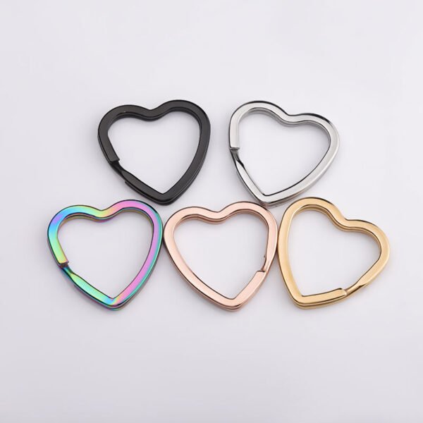 31mm Mirror Polished Stainless Steel Keyrings Heart Shaped Key Chain for Making Keychain