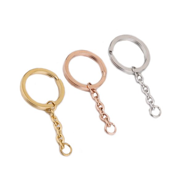 Mirror Polished DIY Keychain Keyrings With Extender Stainless Steel Jewelry Key Chain for Jewelry Making