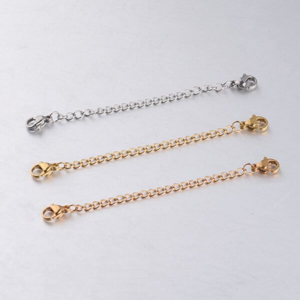 18K Gold Plated 7cm Stainless Steel Extender Chains 2 Lobsters Necklace Extender