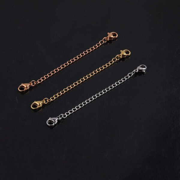 18K Gold Plated 7cm Stainless Steel Extender Chains 2 Lobsters Necklace Extender - صورة 2