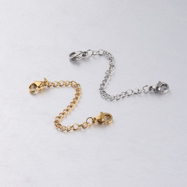 18K Gold Plated 7cm Stainless Steel Extender Chains 2 Lobsters Necklace Extender - صورة 5