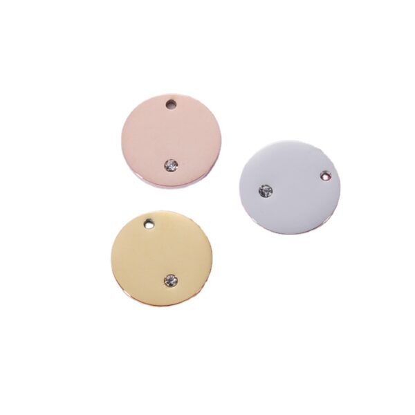 18K Gold Plated Stainless Steel Blank Stamping Custom Logo Pendant Round Charms