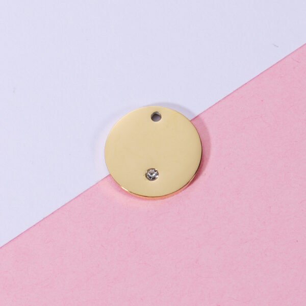 18K Gold Plated Stainless Steel Blank Stamping Custom Logo Pendant Round Charms - Image 3